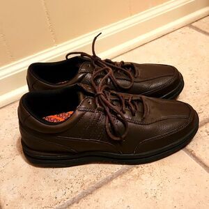 Rockport Works Men's Brown Leather Lace-Up Shoes Size 10.5